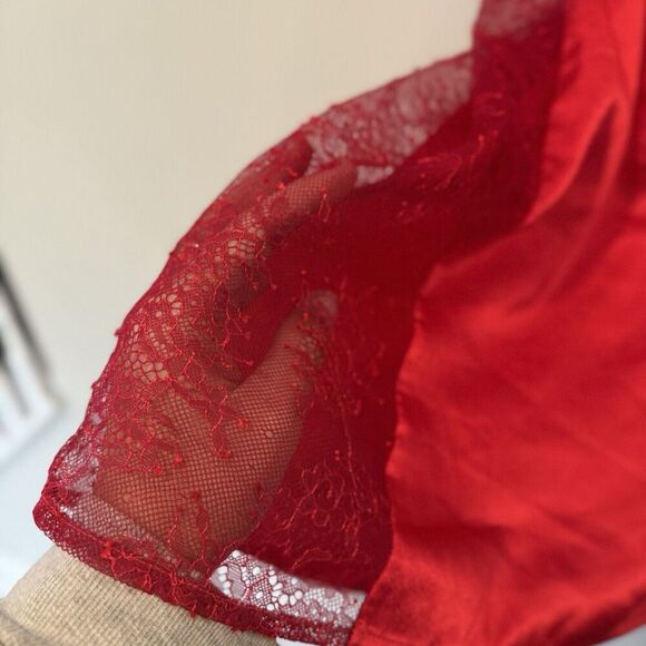 Victoria's Secret Red Slip Dress With Lace Cutouts Size Large 1185 - Picture 6 of 11